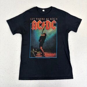 AC/DC Let There Be Rock Album Cover Graphic T-Shirt Black 2018 Vintage‎ Style M